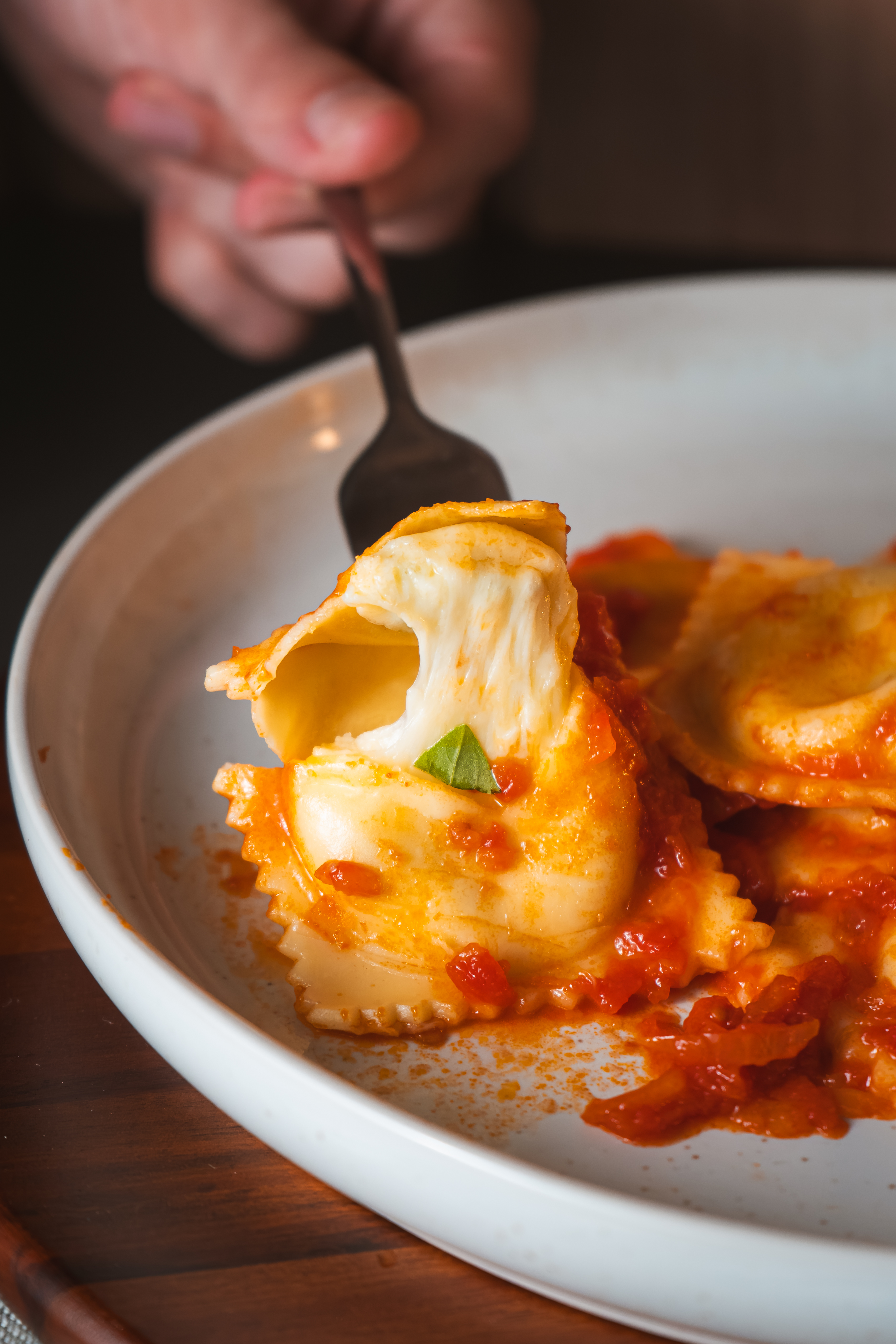 Ravioli de Mussarela com Manjericão